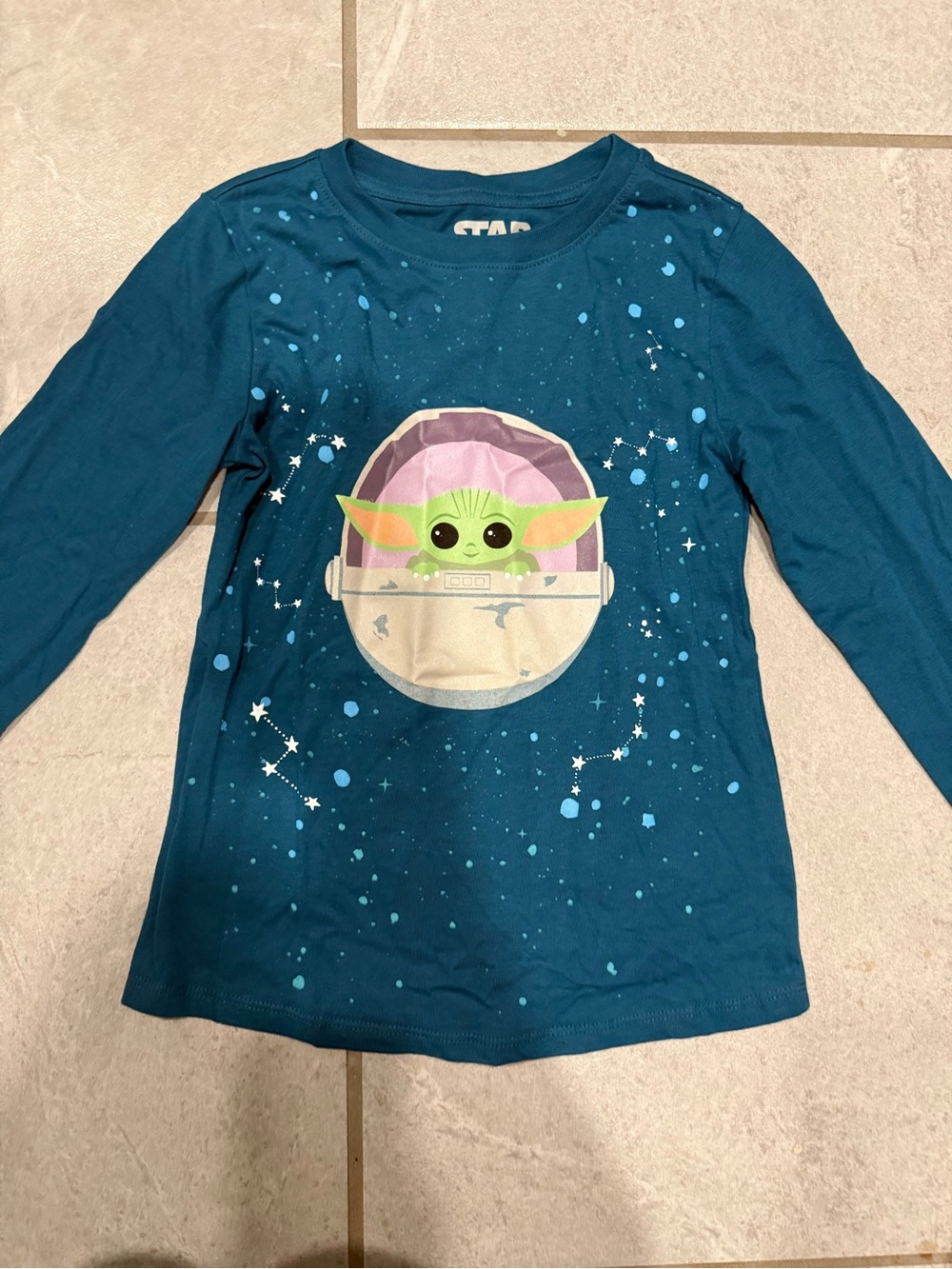 Star Wars Grogu Teal and Green Long-Sleeve Kids Top